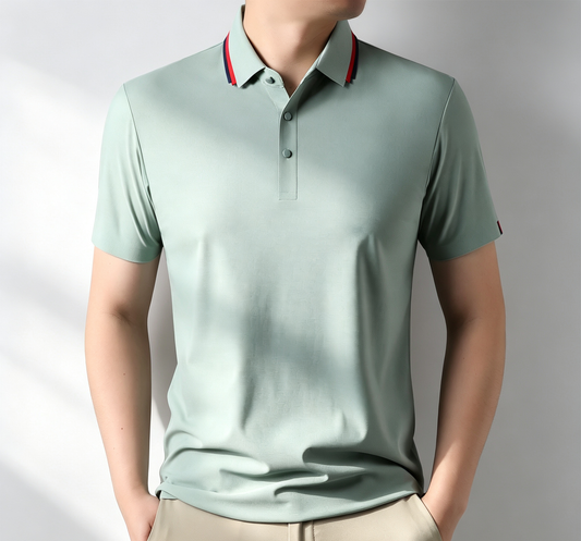 Office Wear Smooth Men Short Sleeve Polo