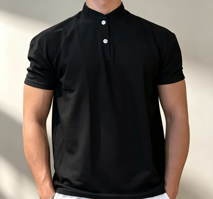 Slim Stretch Collar/Mandarin Collar Men Tee