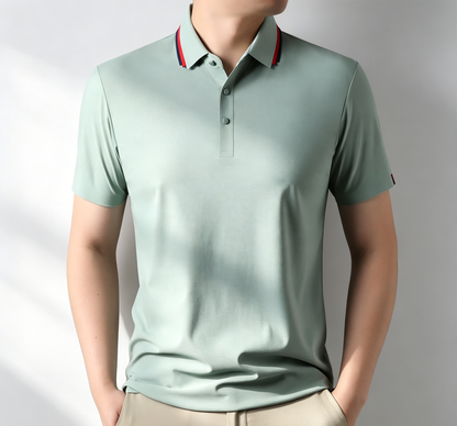 Office Wear Smooth Men Short Sleeve Polo