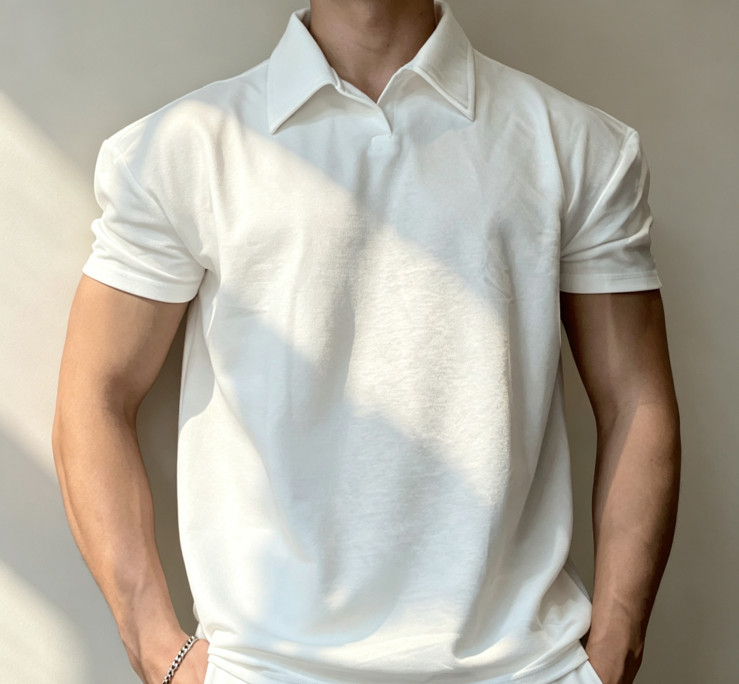 Slim Stretch Collar/Mandarin Collar Men Tee