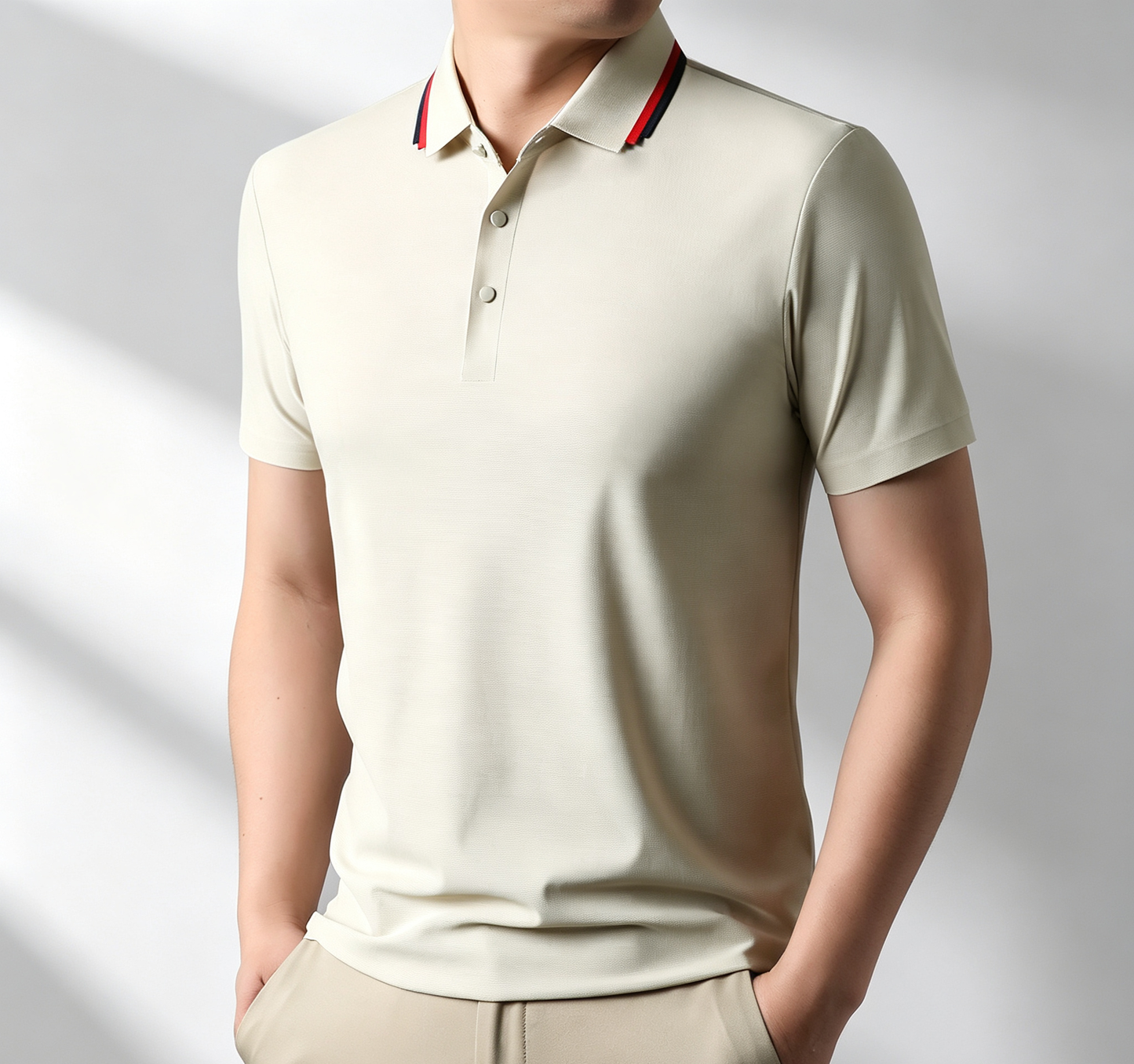 Office Wear Smooth Men Short Sleeve Polo