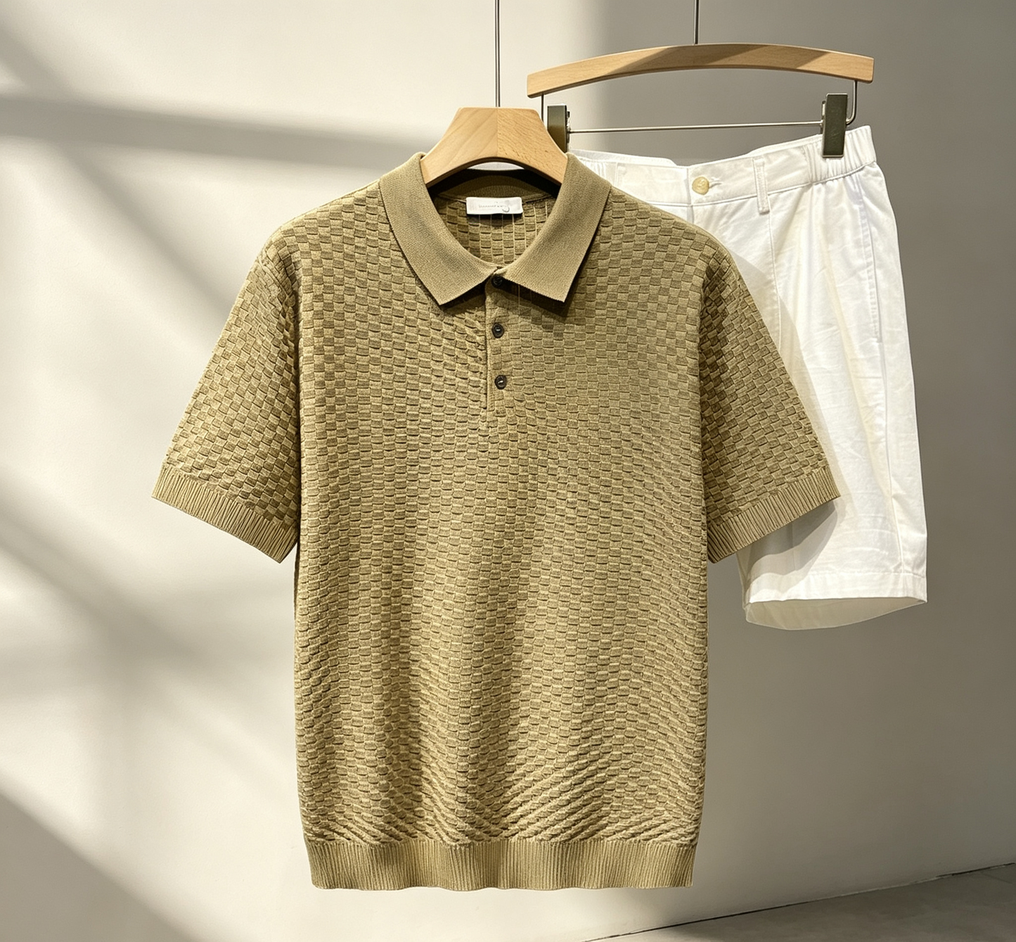 Summer Breathable Jacquard Collared Knit Top