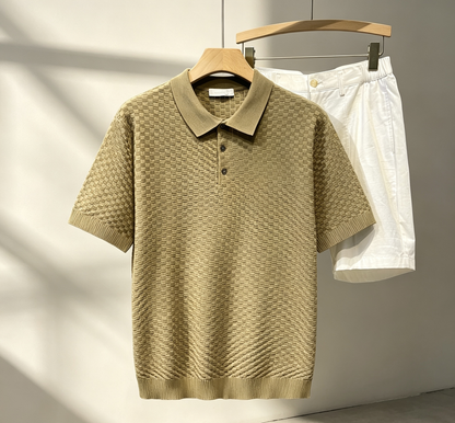 Summer Breathable Jacquard Collared Knit Top